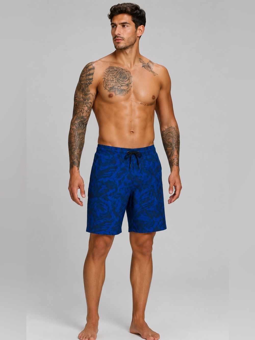 🩳 Lululemon Blue‎ Floral Swim Board Shorts Men’s Size 38 Trunks Beach 🩳